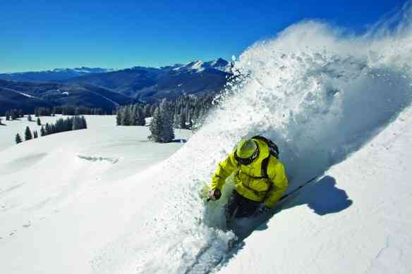 Johnny Lyons skis on Vail, Colorado.