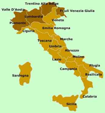Localizando o Piemonte, no extremo oeste da Itália!